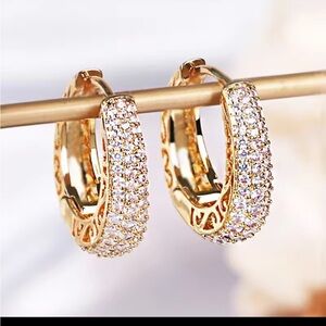 Elegant Gold and Rhinestone Hoop Earrings